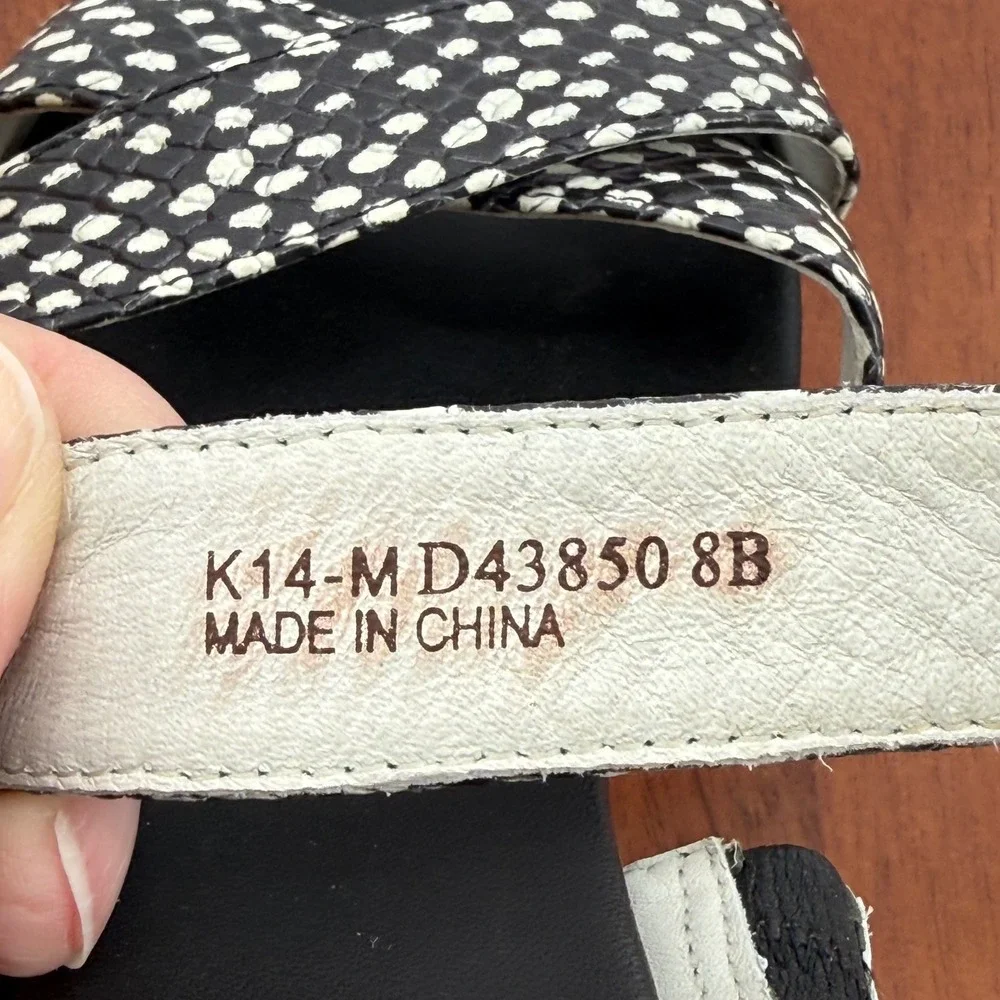 Cole Haan Wedge Sandals Black White‎ Snakeskin Print Cork Grand.OS Womens 8B